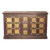 Embossed Antique Brass work Solid wood Indian Sideboard Buffet 150x40x90cm